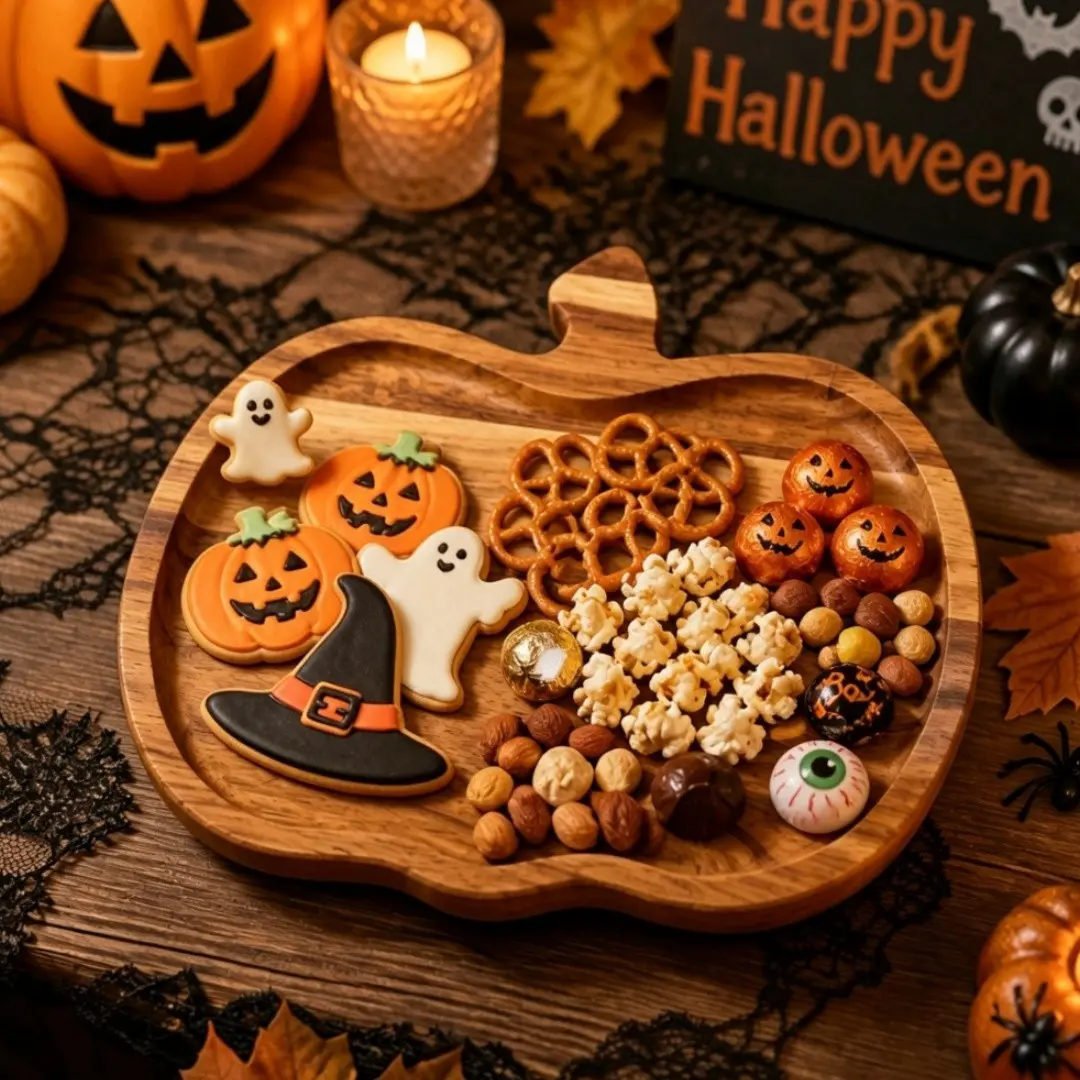 Pumpkin Wood Tray, Holiday Limited Edition, Halloween Decor Tray, Food Snack Tray, Party Plate, Multi-Use Tray, Perfect Gift for Christmas, Fall Festival