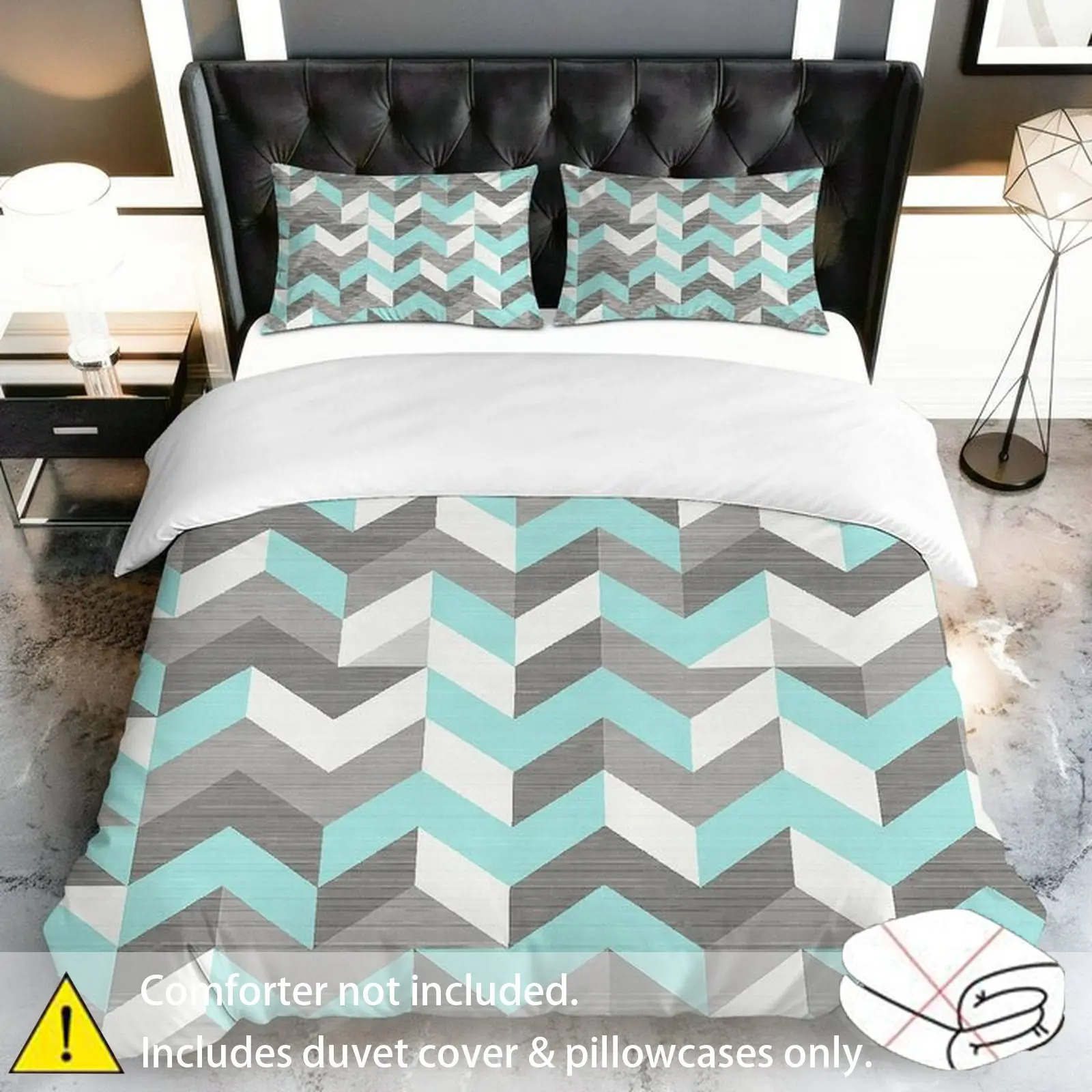 Gradient Chevron Zig‑Zag Duvet Cover 3‑Piece Set, Modern V‑Shape Geometric Print Soft Polyester Bedding, Duvet Cover & 2 Pillowcases Only, Comforter Not Included, Multiple Gradient Color Options