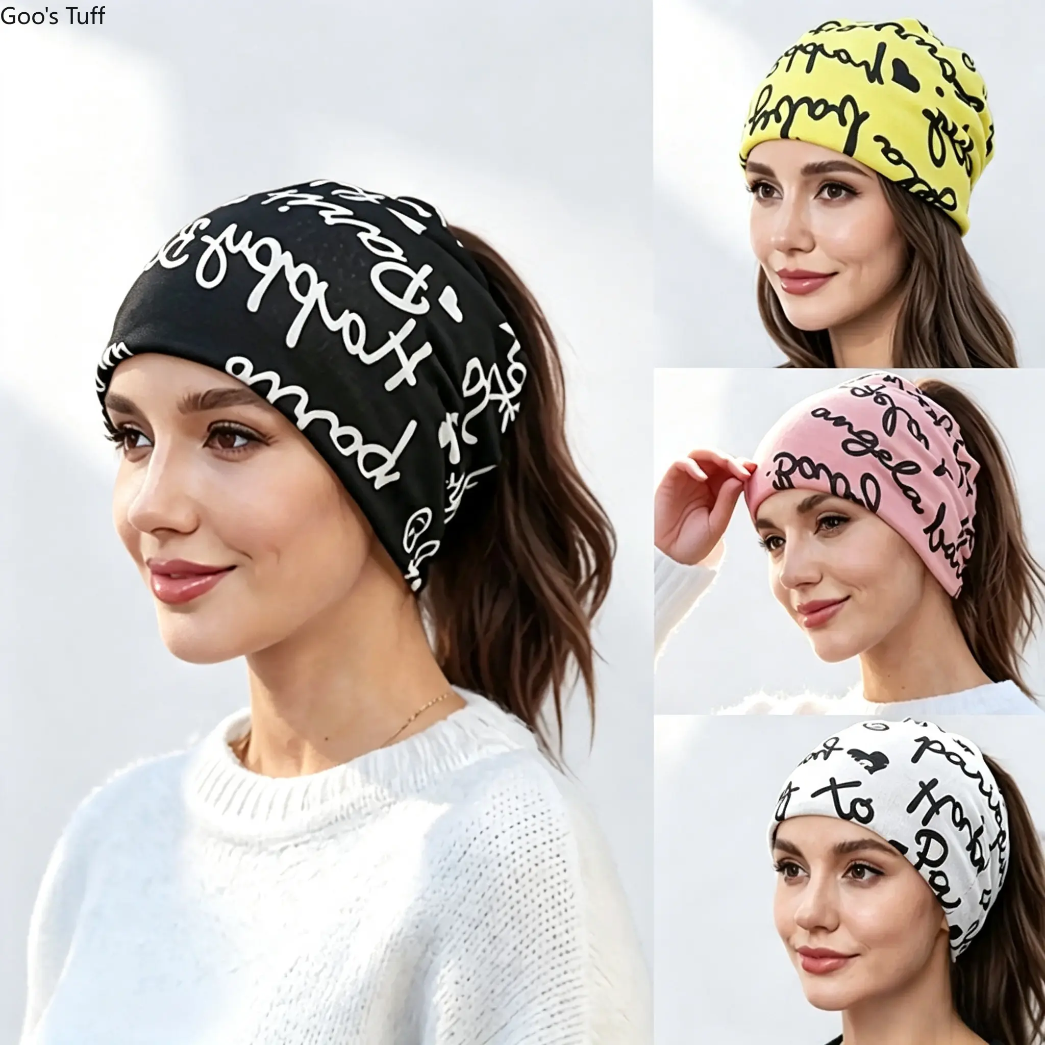 Women's 4-Pack Elastic Brimless Plain Skullcap Beanies, Autumn Winter Warm Cotton Blend Lightweight Microfiber Airy Fabric, Multi-Use Cap for Chemotherapy & Everyday Neck Wrap