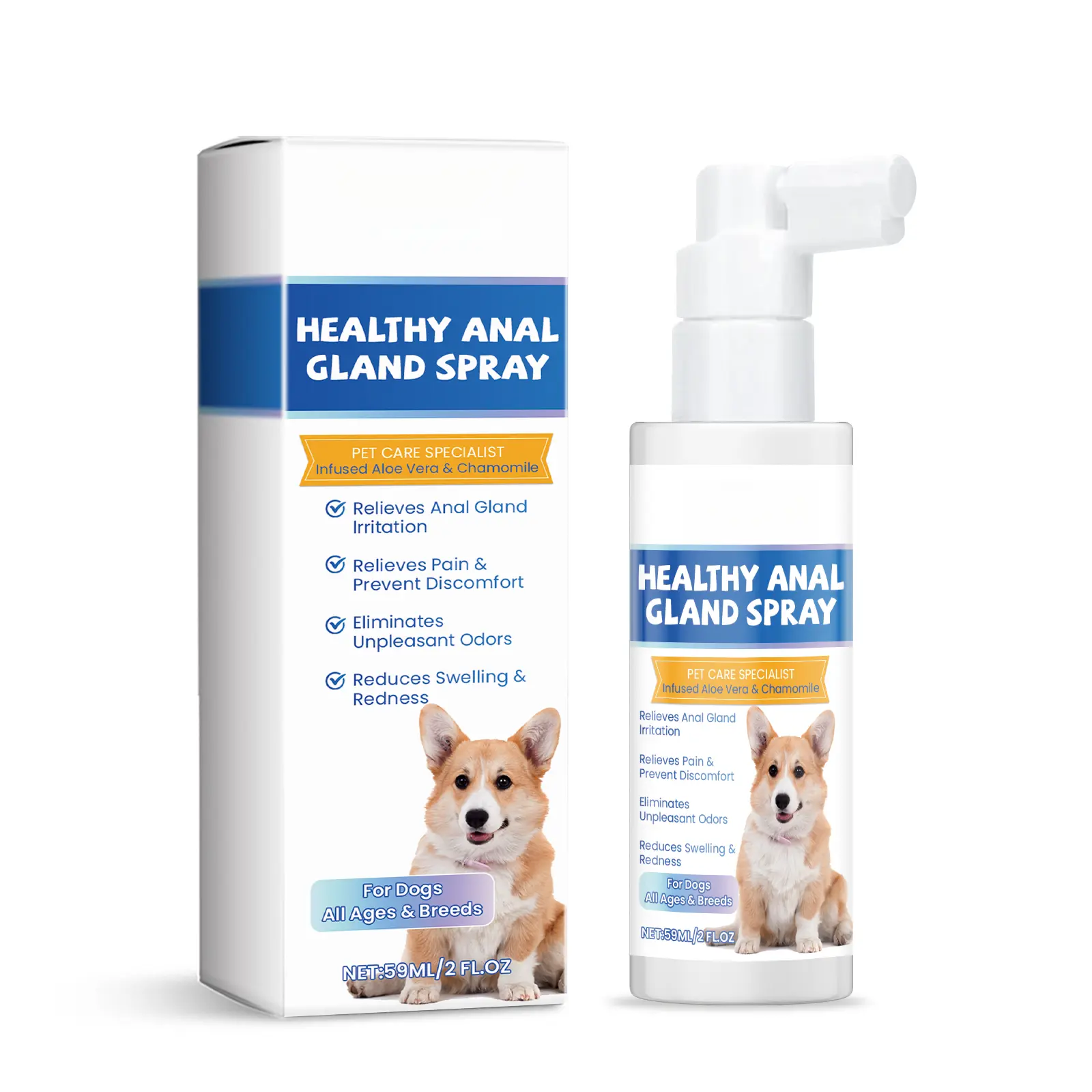 Dog Mild Anal Gland Deodorizer Spray, Betaine-Infused Post-Poop Cleanser, Infection-Preventing Vitality-Restoring Single Item Odor Eliminator
