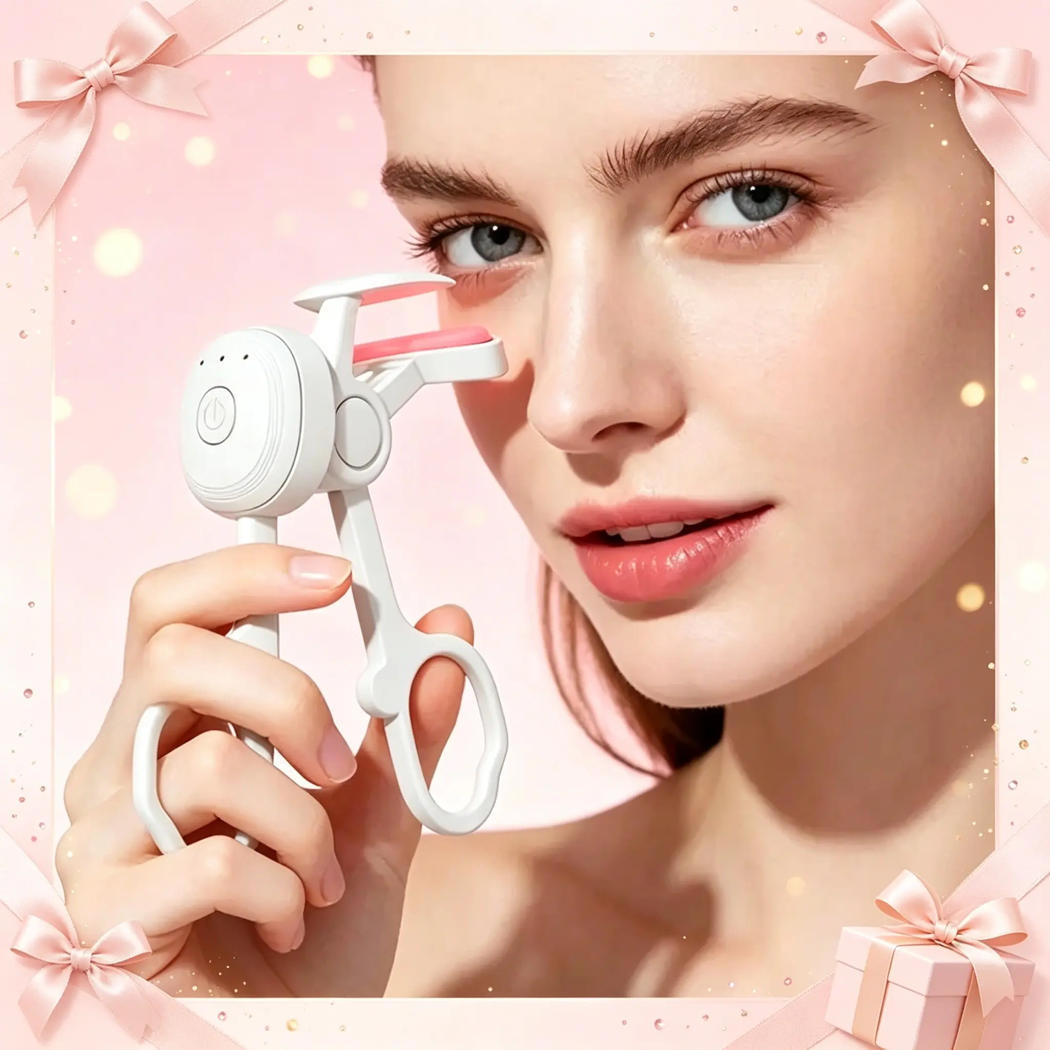Portable One Button Electric Lash Curling Device, Beauty Lash Curler for Students, Busy Moms and Beauty Lovers, Gentle Warm Curling Design Won’t Tug Lashes, Create Natural Long-Lasting Lash Lift Anytime Anywhere
