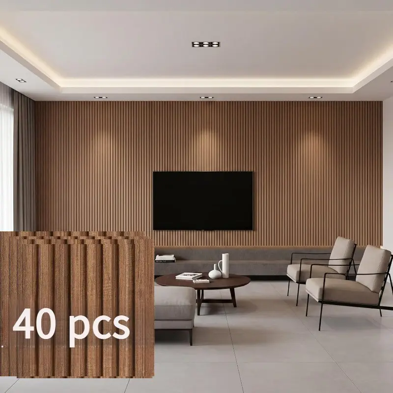 40pcs Self-Adhesive Removable PVC Wall Panels, Modern Wood Grain Wallpaper, Kitchen Splashproof Tiles, Easy Accent Wall Peel and Stick Decorations Interior Walls