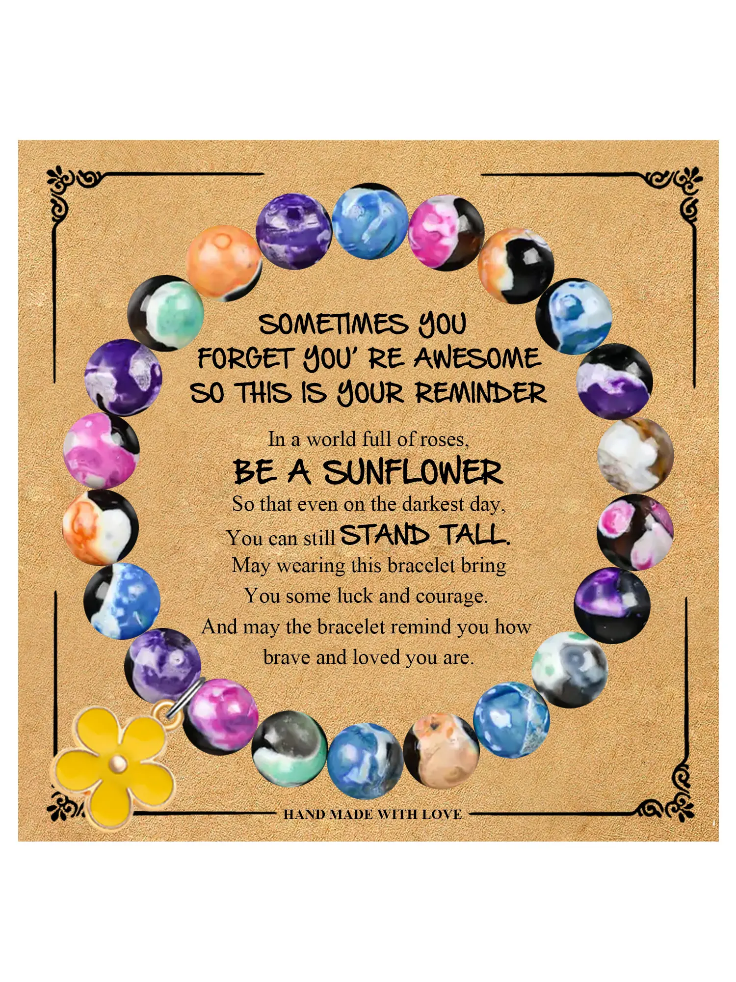 Sunflower Style Friendship Bracelet, Perfect Gift for Women & Girls, Durable Elastic Design, Ideal for Birthdays & Holidays