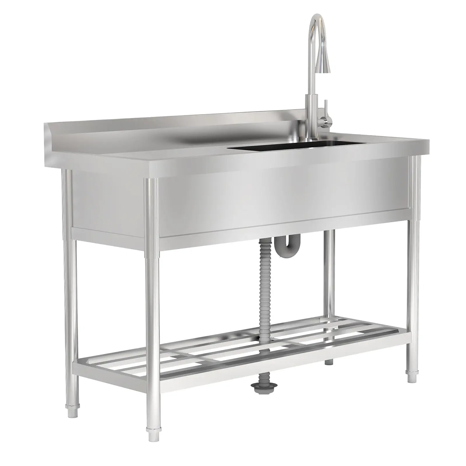 GARVEEStainless Steel Utility Sink with Hot & Cold Water Faucet, Free Standing Single Bowl, Available in 47"W x 20"D x 37"H and 24"W x 20"D x 42"H, Ideal for Kitchen, Laundry, Restaurant, Garage, and Garden Use