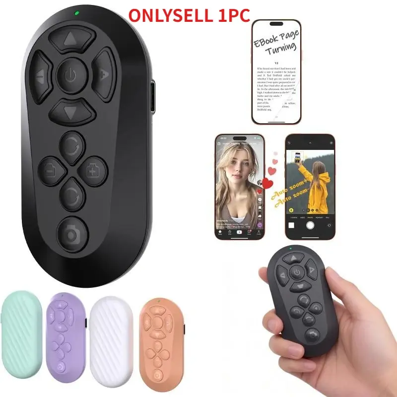 Bluetooth Remote for TikTok Scrolling, Page Turning, Volume Control & Camera Shutter | Hands-Free Phone Controller for iPhone & Android, 2026 Upgraded, Handsfree Scrolling Remote