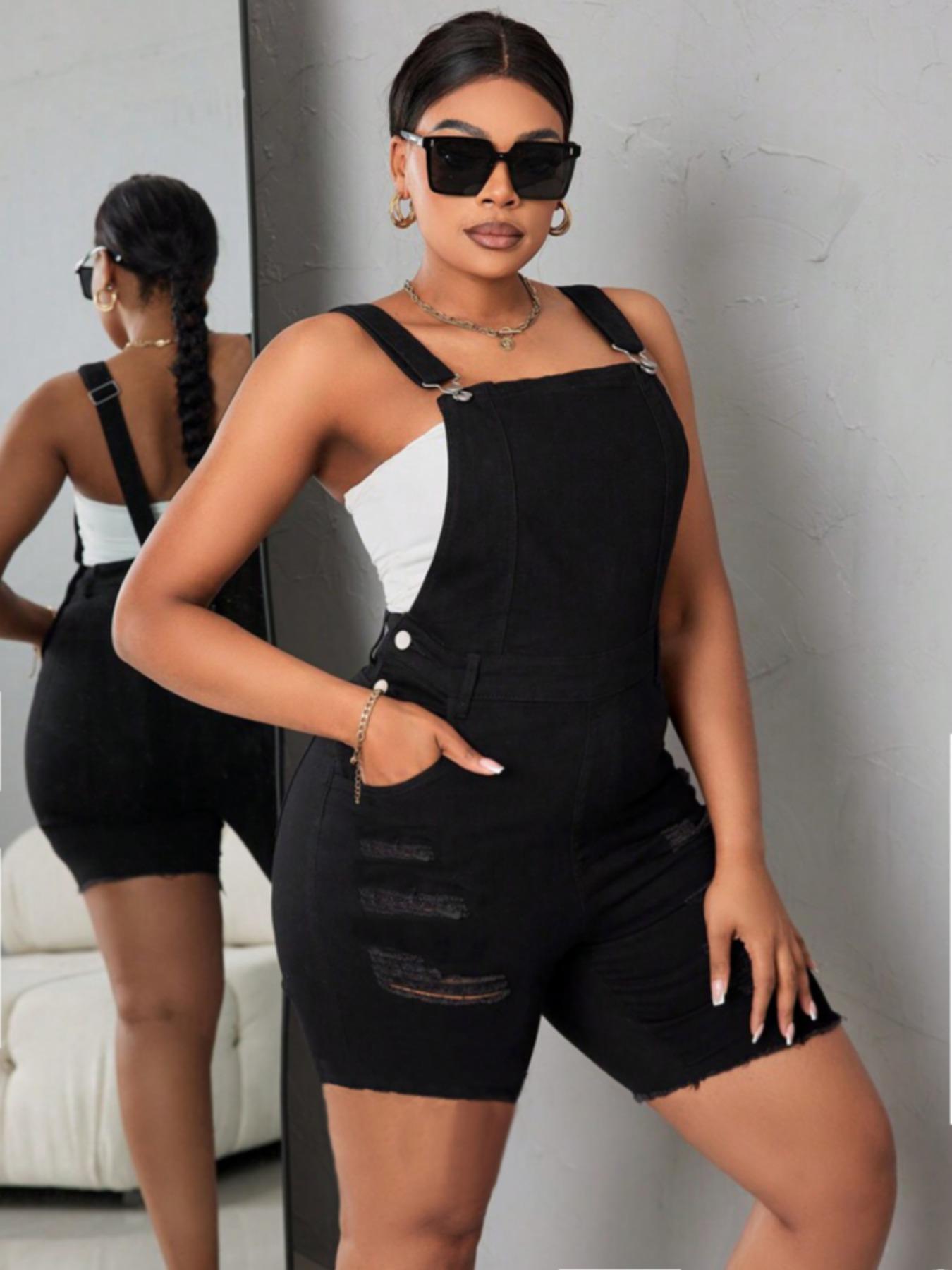 Women's Pocket Denim Overalls, Button Casual Fashion Overalls for Daily Wear, Ladies Clothes for Summer, Everyday