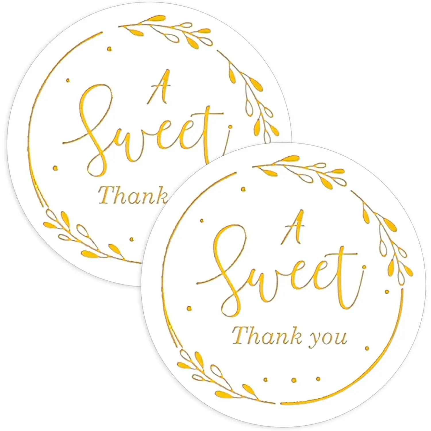120 count A Sweet Thank You Stickers, Personalized Stickers for Packaging,  Foil Thank You  Small Envelope Sticker Self-Adhesive Labels for Wedding,  Shower, Birthday,  Wrapping