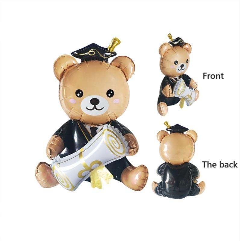 Decorating Graduation Bear Shaped Balloon, 1 Count Bear Holding Graduation Certificate Balloon, Birthday Party Photo Props, Background Decoration for Graduation Party, Decorations Supplies