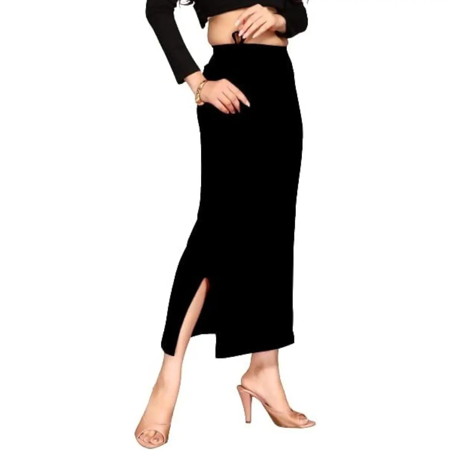 Blended Saree Shapewear Petticoat for Women, Women's Blended FullElastic with Drawstring Saree Shapewear