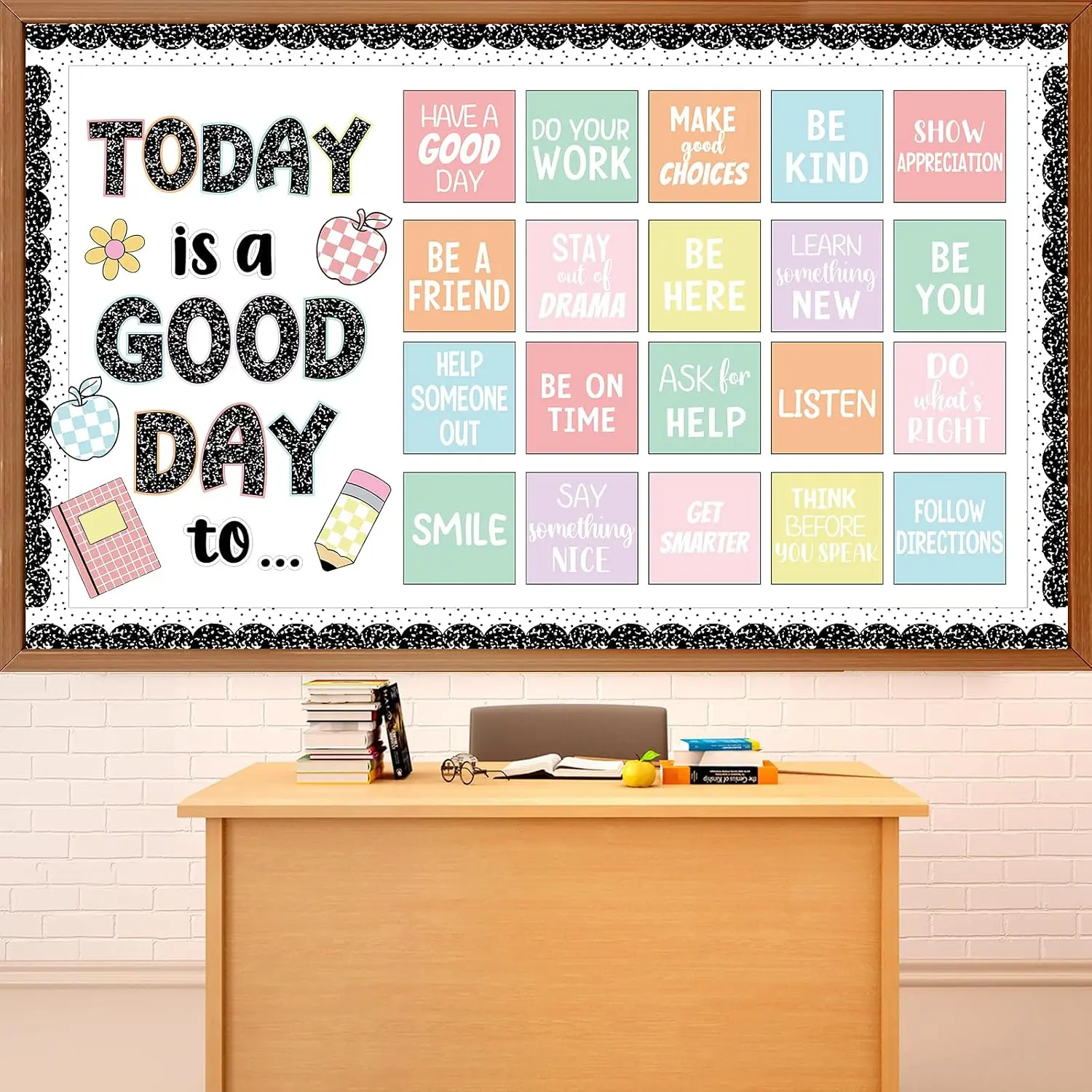 Composition Notebook Today is a  Day Bulletin Board Set Motivational  to School Bulletin Board with Pencil  Cutouts Positive Classroom Decor for Teacher Student Classroom School Supplies