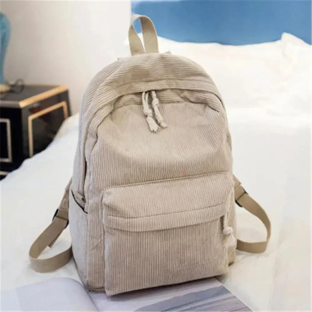 Personalized Synthetic Corduroy Classic Backpack - Anti-Theft Unisex Teen Student School Bag for Commute, Campus Shoulder Knapsack