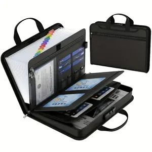 Fire Resistant Expanding File Folder - 13 Pockets Portable Document Organizer with Zipper and Handle - Ideal Fireproof Storage Bag for A4 Papers, Contracts, Passports and Important Certificates - Sleek Home Office Supply