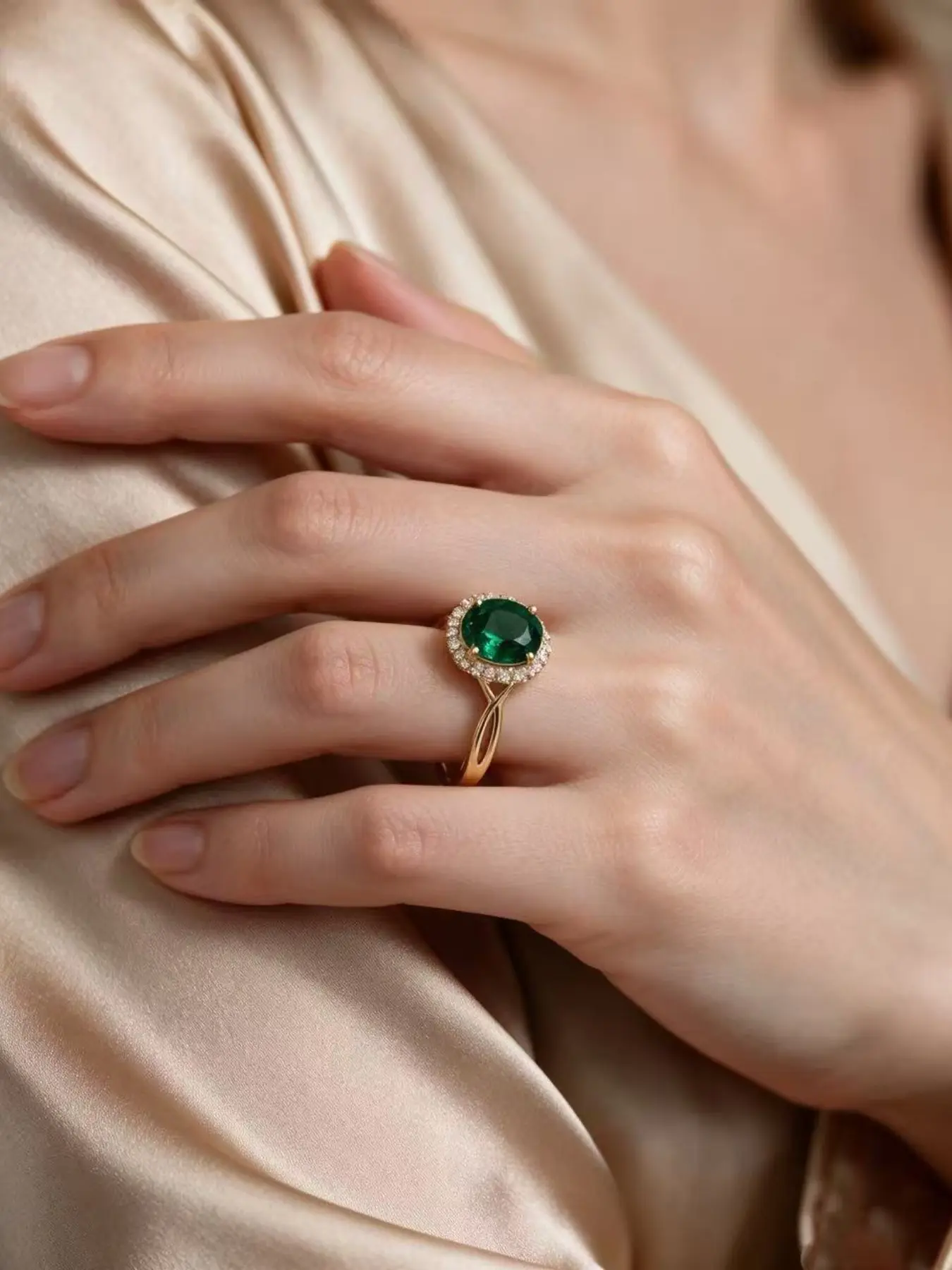 Elegant Oval Emerald Zircon Ring for Women, Perfect Valentine's Day Gift, Fashion Jewelry Accessory, Trendy and Stylish Design