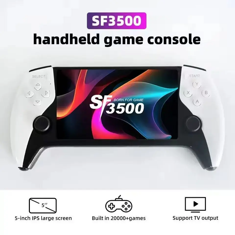 2026 New Sf3500 Upgrade Handheld Video Game Console, 5-Inch IPS Full HD Screen, 3000mah Long Battery Life, Compact Portable Gaming System