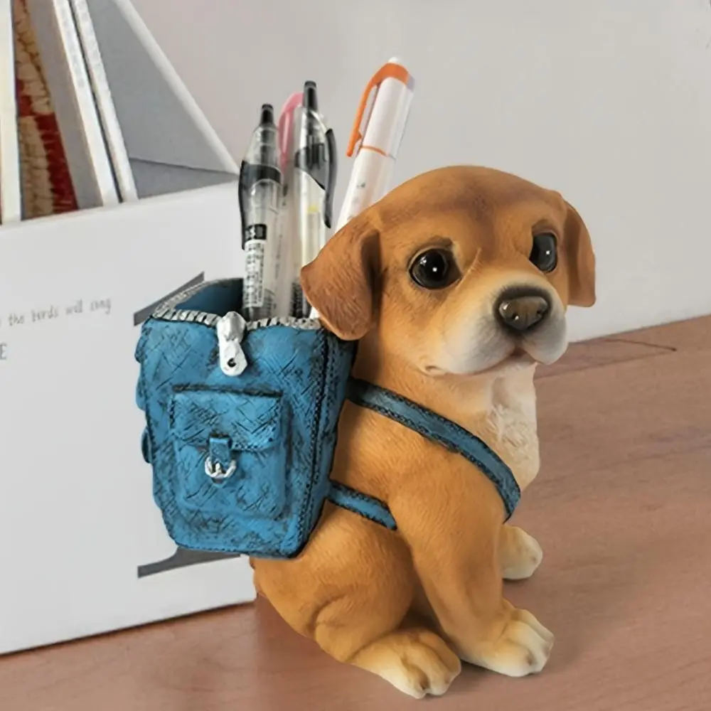 Cute Puppy Cage Stand, Resin Desk Decor, Desktop Accessories, Perfect Gift, No Power Needed, Ideal for Students and Young Adults, Office and Home, Birthday or Youth Day