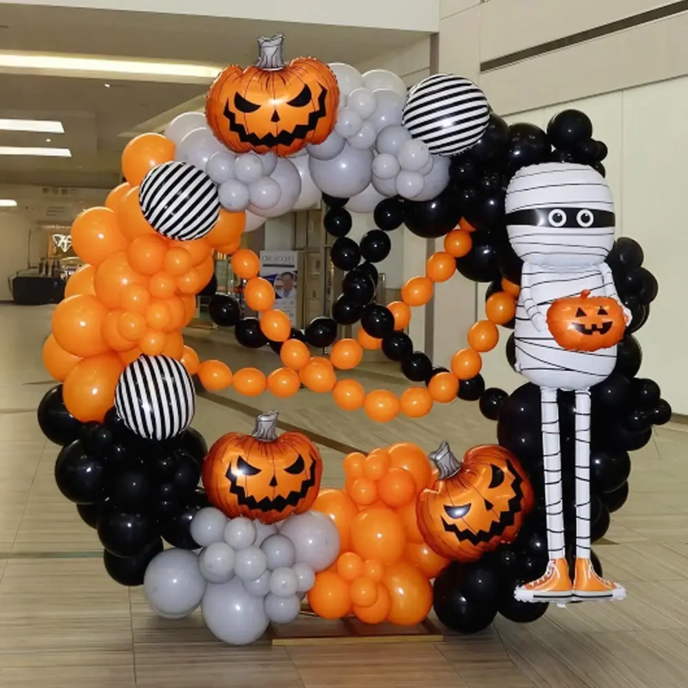 Halloween Balloon Set, Balloons for Balloon Arch, Mummy Shape Balloons, Pumpkin Foil Balloons, Halloween Party Prank Decorations, Fun Festive Accessories