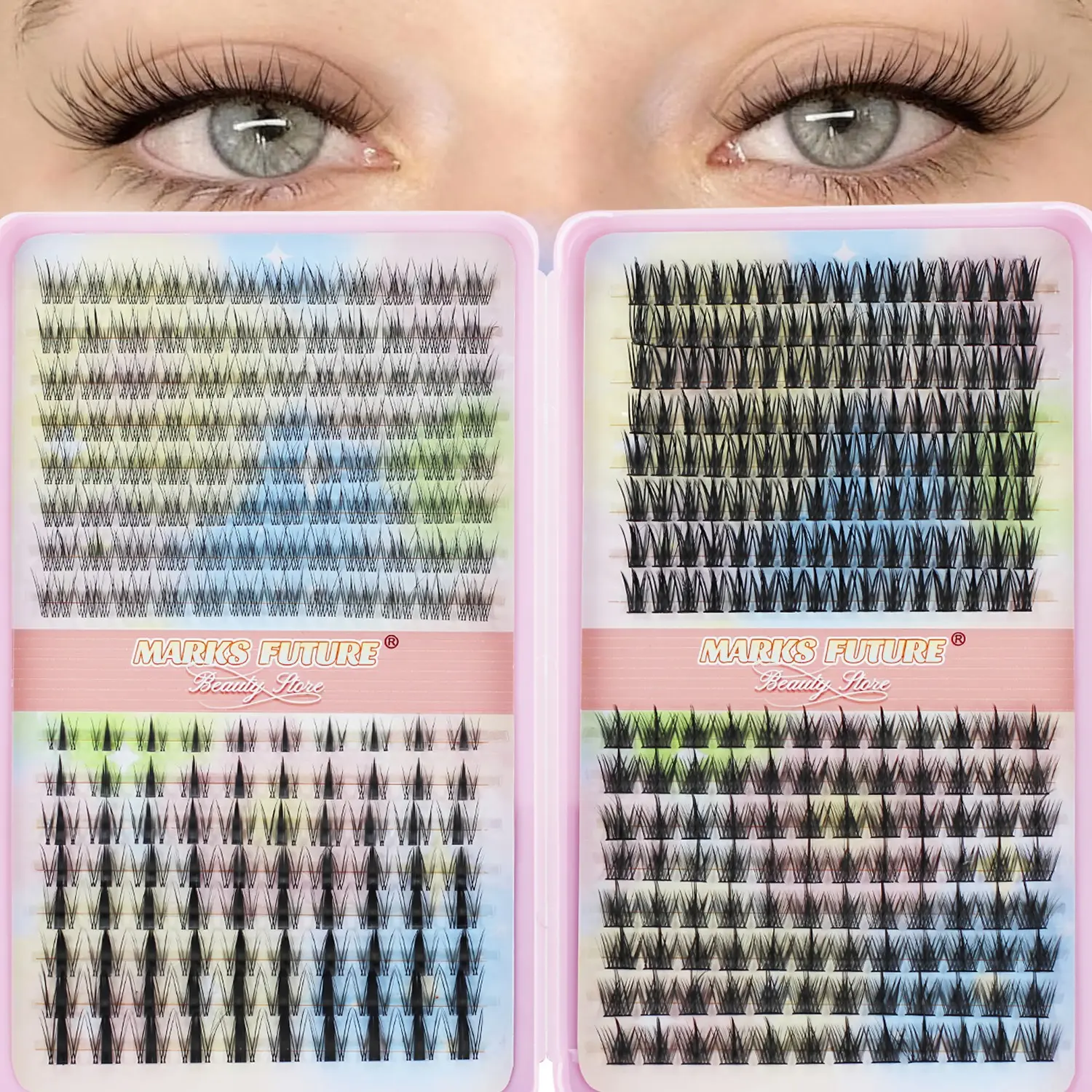 400 Pcs C-Curl False Eyelashes, Soft and Fluffy, Ideal for Makeup, Lash Extension, Short Lashes, DIY at Home, Light Color