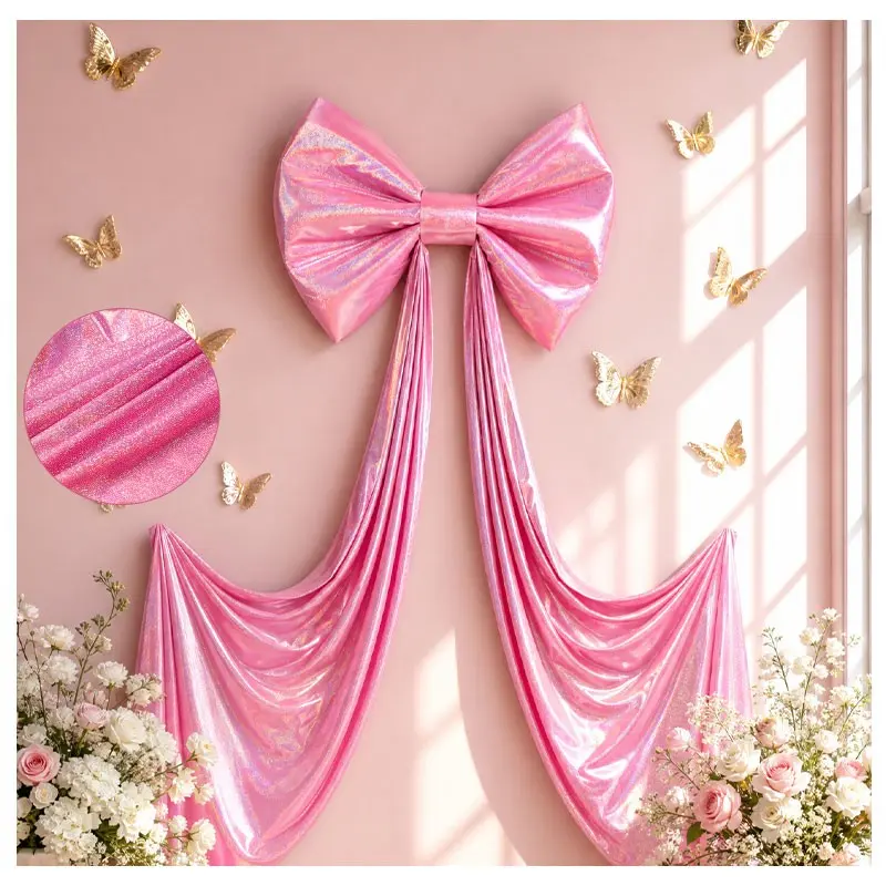 Giant 3D Pink Bow Wall Decor, Hangable Room Decor for Coquette Room Aesthetic, Stiff Upright Glitter Ribbon Tie, Pastel Pink Ballerina Bedroom & Birthday Party Decorations (31.5" x 23.6") Hanging Room Decor