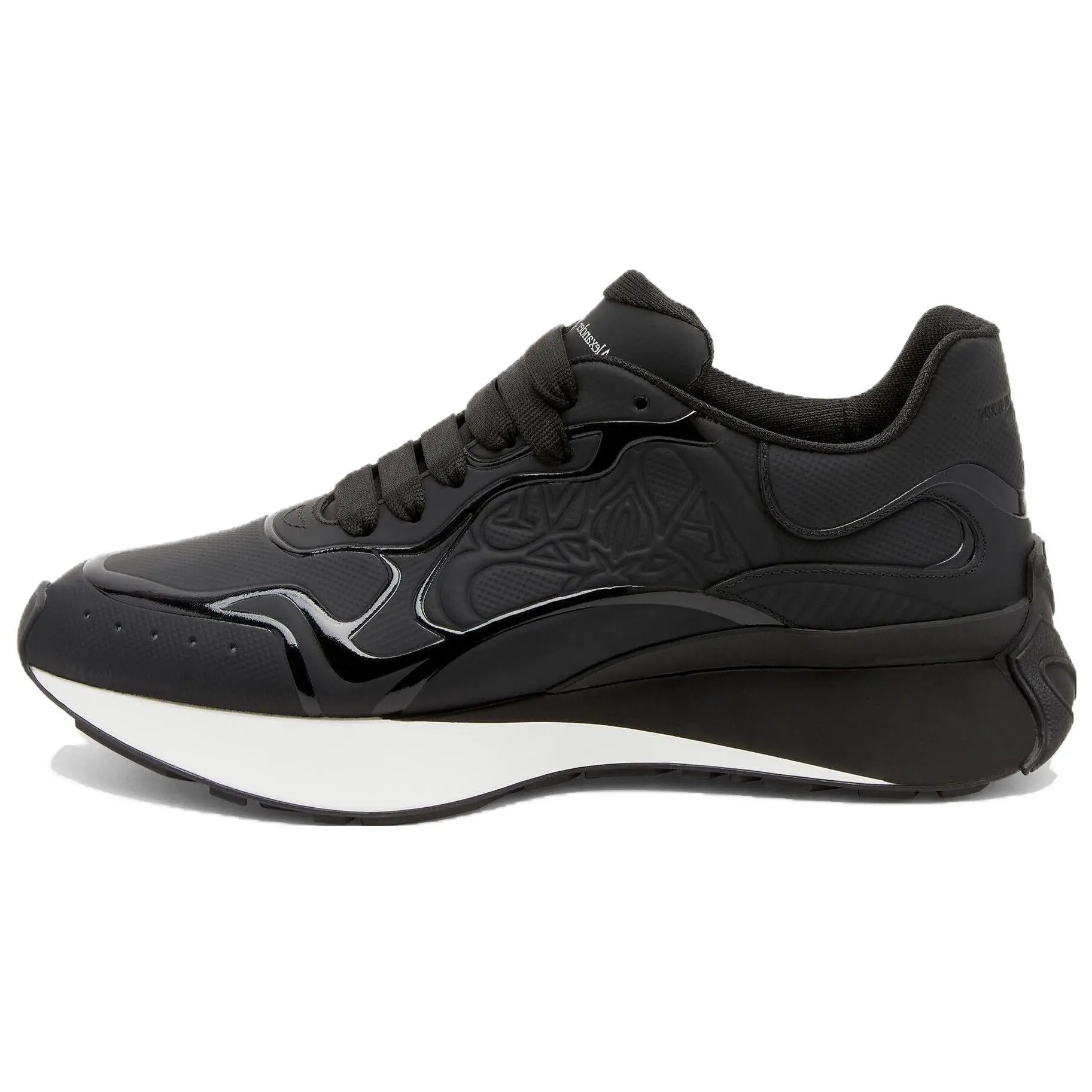 Alexander McQueen Sprint Runner Closed Leather Lace-Up Low-Top Men's Casual Trainer Footwear, House White Official Verifiable Maison Mihara Shoes with Global Authentication Credentials