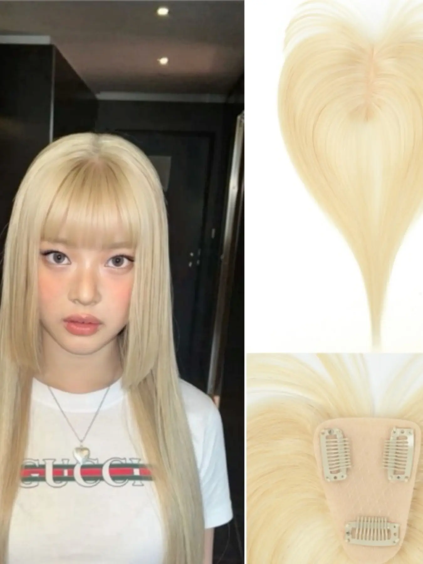 Women's Real Hair Top Replacement Piece, Natural Straight, Breathable Lace Net Base, Invisible Patch for Baldness & Sparse Hair
