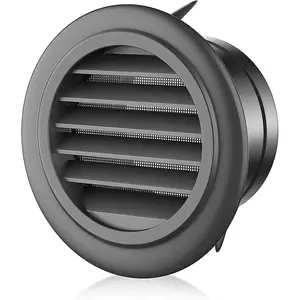 4 Inch Black Round Soffit Vent with Built-in Mesh Screen ABS Louver Grille Cover for Exhaust Fan Dryer Vent Bathroom Office Kitchen