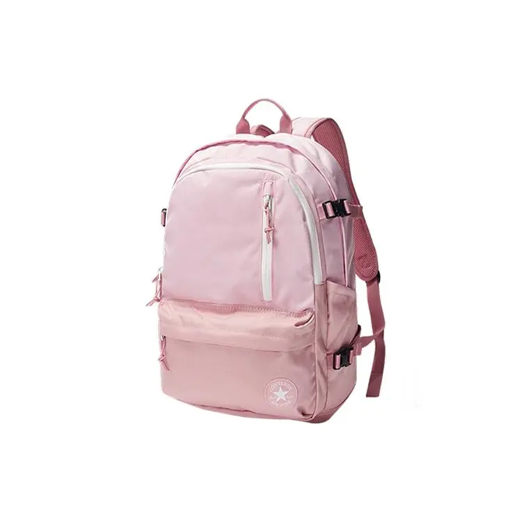 Converse Solid Minimalist Logo Zipper Backpack for Women – Polyester, Pink