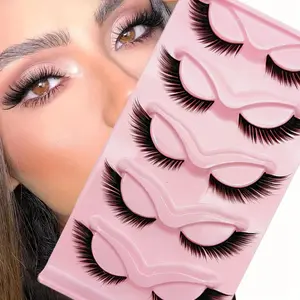 3 Packs of 15 Pairs Long Cat Eye Lashes Wispy Elongated Thick Dramatic False Eyelashes for Sultry Look Reusable Strip Lashes for Glamorous Eye Makeup Mother's Day Gift Clear Lightweight Cosmetic