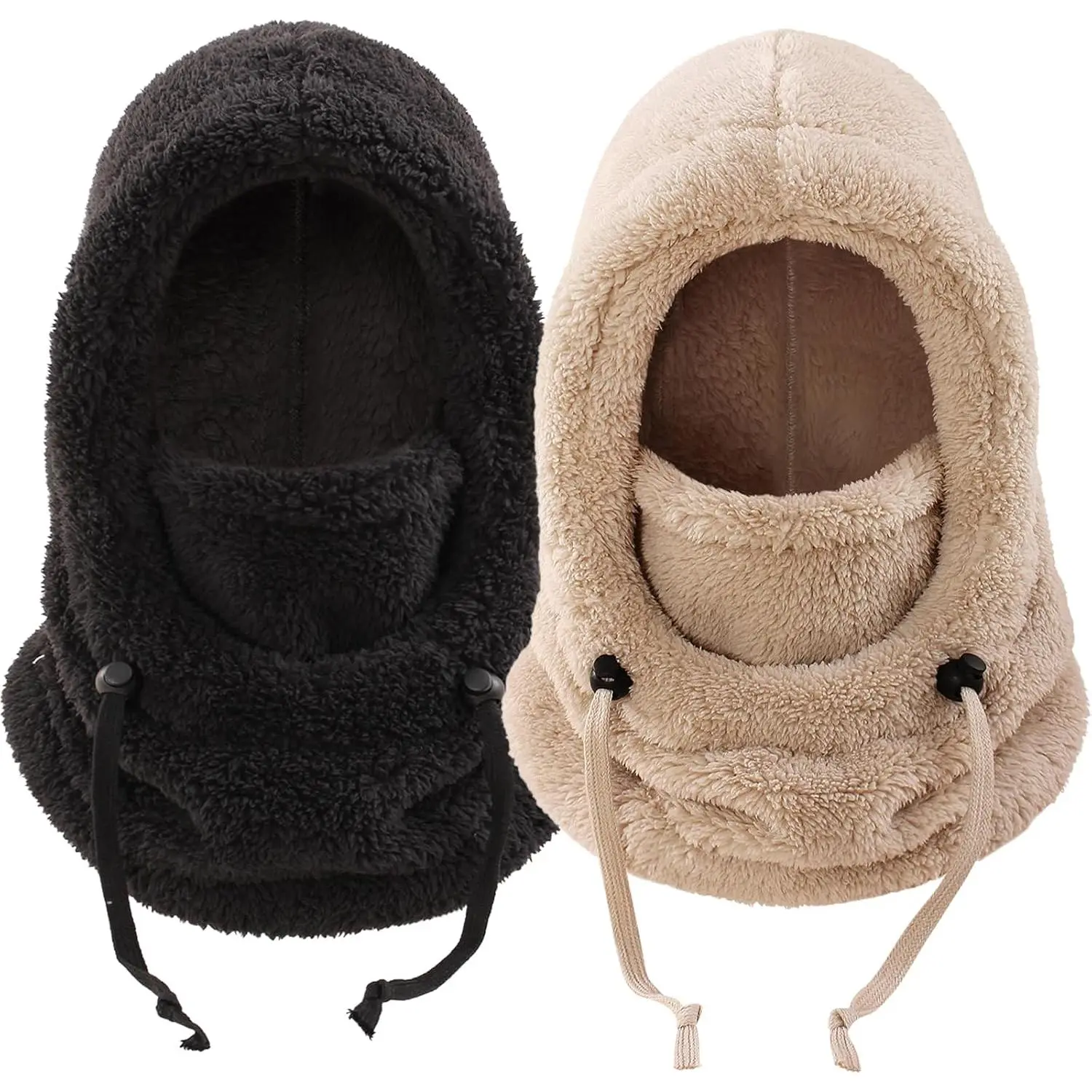 Kids Winter Fleece Balaclava Hats 2PCS - Warm, Windproof, Adjustable Full Cover Neck Warmer Ski Face Mask for Boys & Girls 3-10Y