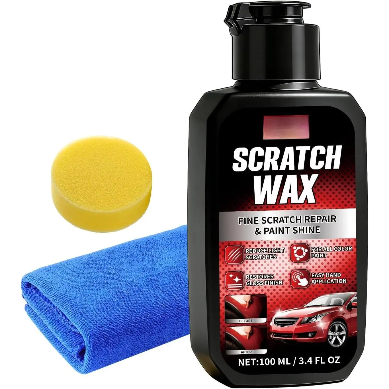 Scratch Remover for  – Buffer Free  Scratch Repair, Clear Coat Safe – Use with Microfiber Cloth or Applicator Sponge – Removes Minor  & Swirl Marks-3.4oz