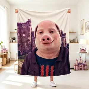 John Pork Meme Flannel Blanket, Fluffy Soft Microfiber Fleece Throw Blanket for Adults & Kids, Cozy Warm Plush Blanket for Sofa Bed Couch Bedroom Home Decor, Funny Meme Fan Collection All Season Birthday Holiday Gift