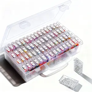 64 Square Bottle Diamond Painting Storage Container, Portable Transparent Lightweight Diamond Art Box with Multiple Compartments, Ideal for Craft Kits, Beads, DIY Projects, Jewelry Making Accessories