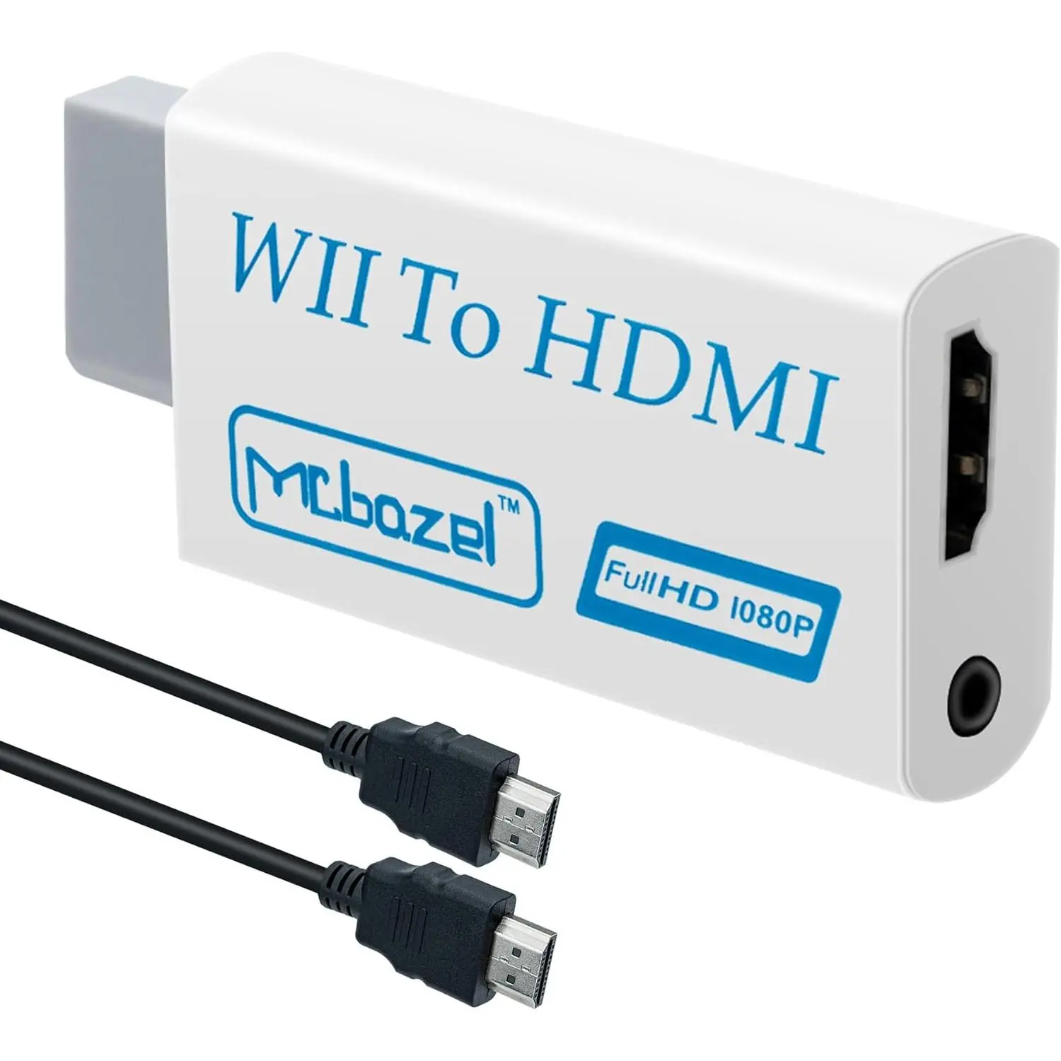 Mcbazel Wii to HDMI Adapter Converter 1080P with 1.5M HDMI Cable |   Plug And Play, No External Power, 3.5mm Audio Port, Compatible With Wii, HDTV, Projector, Not For Wii Mini,Protective,Case,Ultra,Android Smart TV Box,tall,tripod,video,cap,d,capture,card