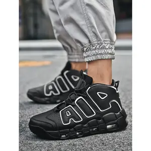 Men'S Casual High-Top Sneakers, Air Cushioned Design Stylish Basketball Shoes, Sports Athletic Shoes, Trendy Fit, PU Leather Upper, Rubber Sole, All Seasons, Medium Width, Above Ankle