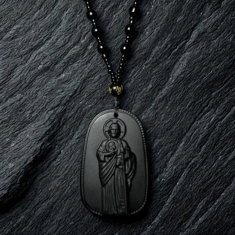 Rosary Necklace With Saint Jude Pendant, Faith Protection Jewelry, Couple Gift For Party & Cosplay, Chain Necklace