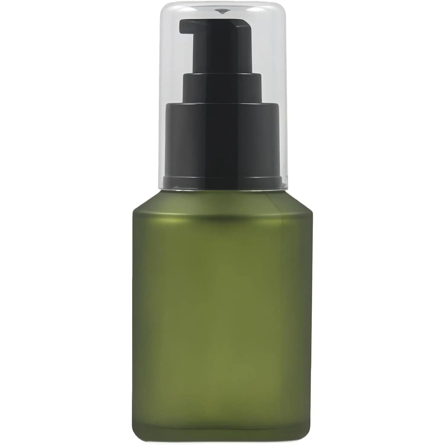 Empty Refillable 60ML/2OZ Green Frosted Glass Bottles with Pump Portable Travel Cosmetic Dispenser Storage Container for Sample Trial Packing