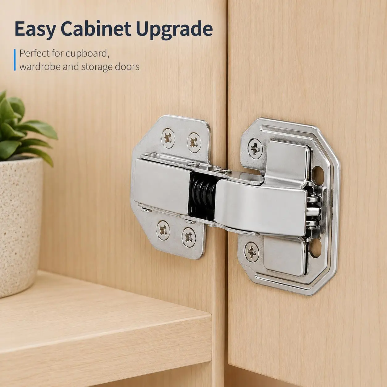 2pack Practical Punch-Free No Groove Spring Door Hinge Furnishing Hardware, Complete Series Foldable Cabinet & Wardrobe Hinges, Convenient Self-Install Furniture Accessory for Home Decoration