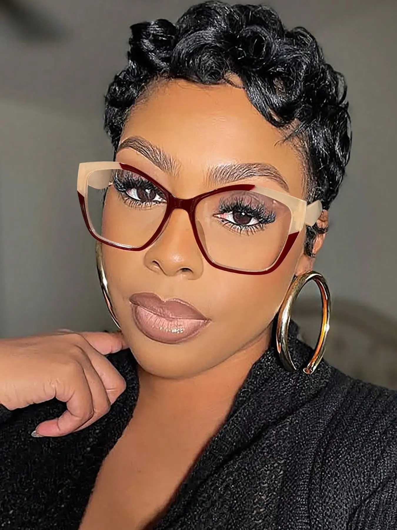 Cute Cat Eye Small Frame Colorblock Women's Trendy Styling Sunglasses, Transparent Eyewear for Daily Wear, Fashionable Accessory for Ladies