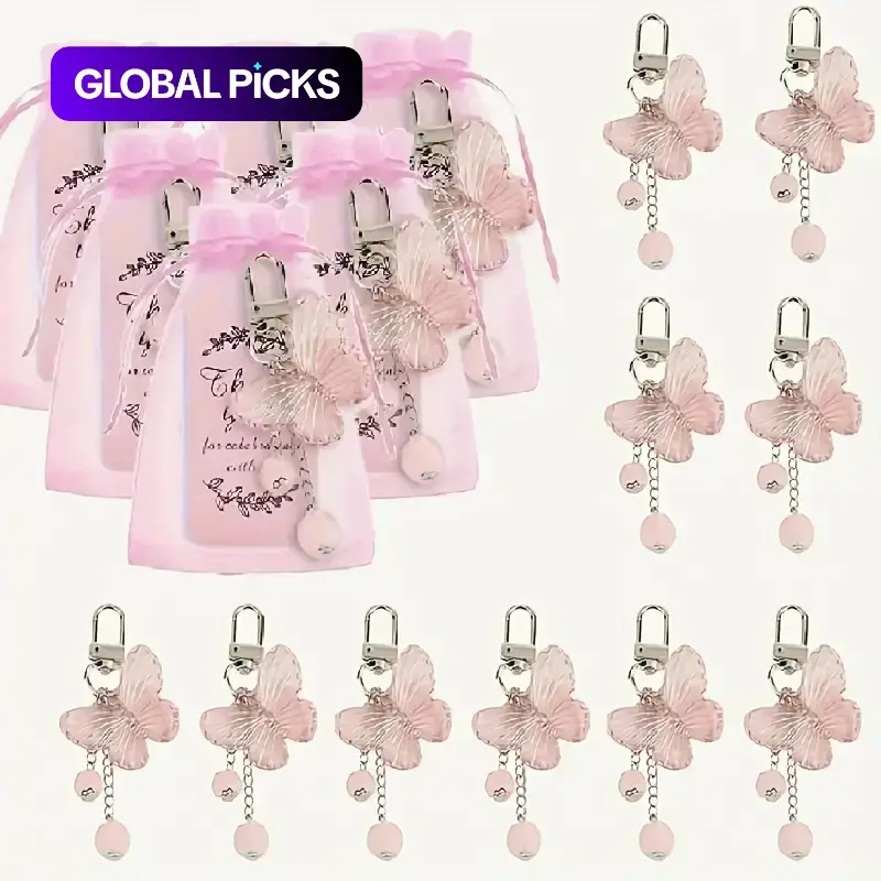 36pcs Butterfly Pendant Handmade Girly Aesthetic Cute Keychain Set, Includes 12 Keychains + 12 Organza Bags + 12 Thank You Cards, Perfect for Weddings and Parties #GLOBAL PICKS