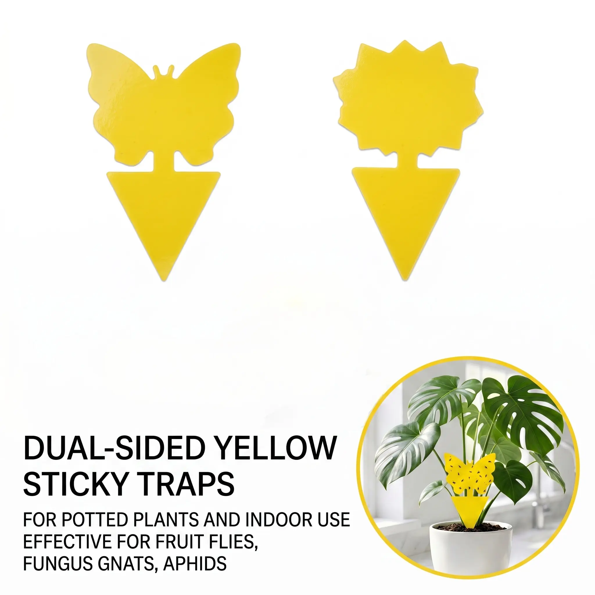 100 Pcs Double-Sided Yellow Sticky Traps Catch Fruit Flies, Mosquitoes And Flying Plant Pests.Non-Toxic And Odorless, They Are Great For Indoor Potted Plants And Outdoor Gardens To Guard Your Green Plants Against Flying Insects-YY0