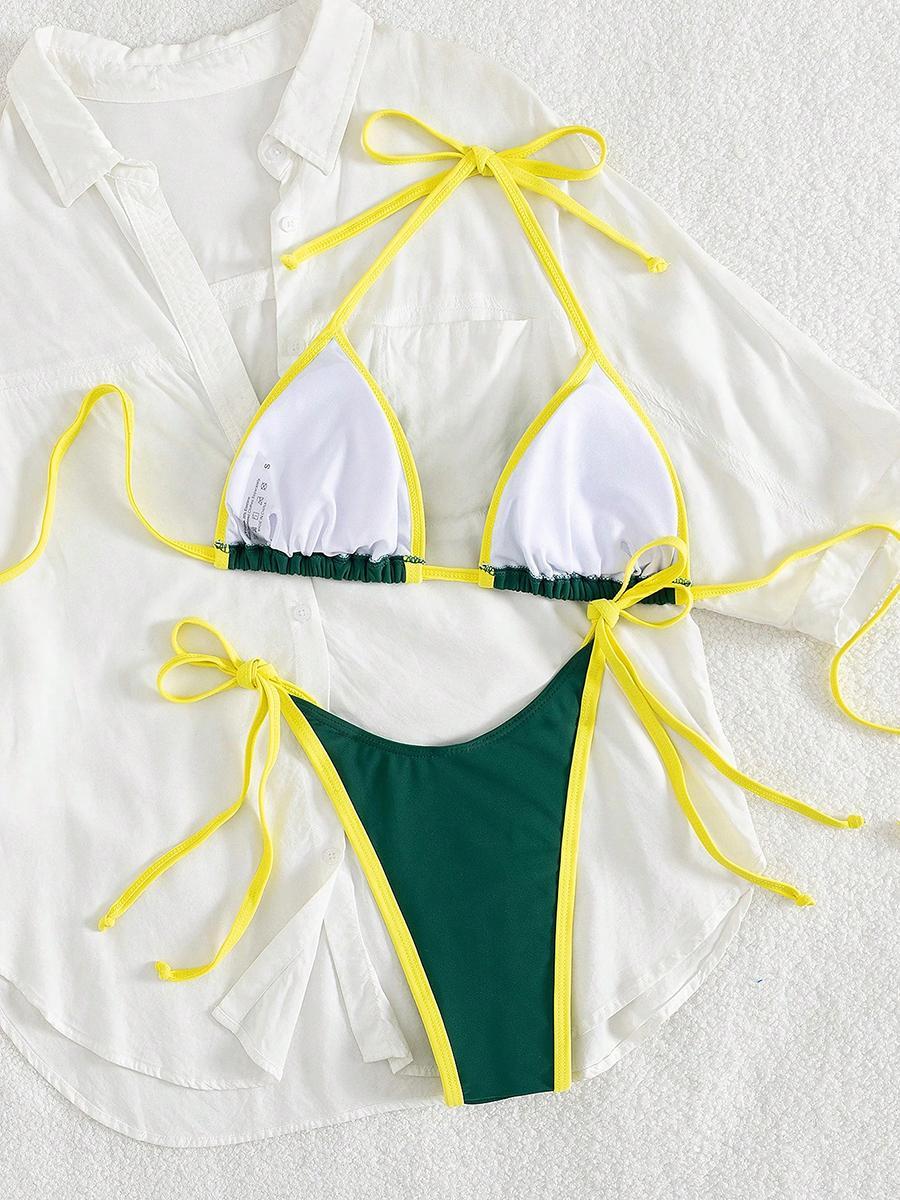 Contrast Color Separates Micro Bikini 2026 Women's Swimsuit Female Swimwear Mini Thong Bikinis Set Two-piece Bathing Suit