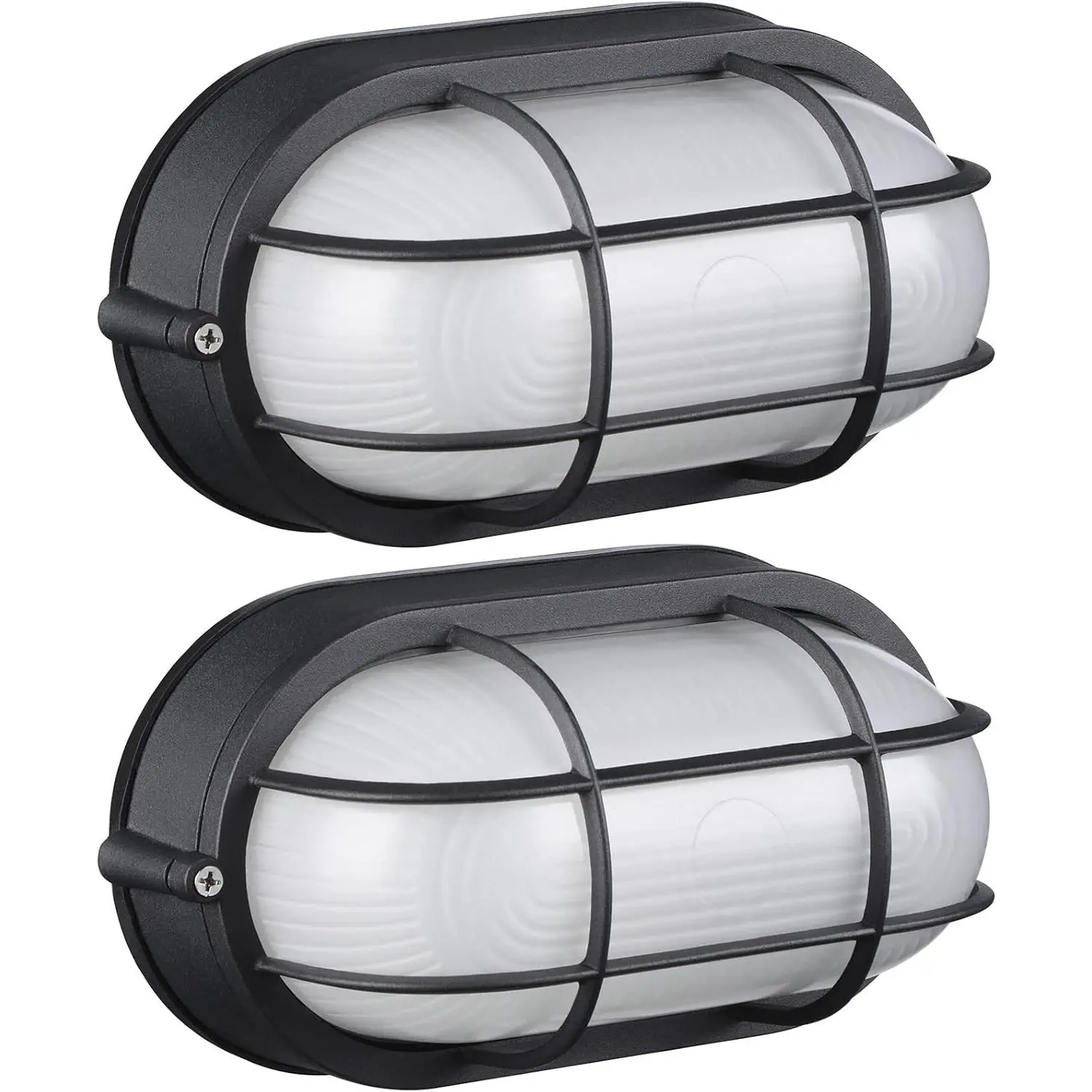 8.5'' Bulkhead Light Fixture, Nautical Outdoor Lighting, Oval Bulkhead Wall Light, ETL & UL Listed, E26 Base, Wall & Ceiling Mount, Aluminum with Frosted Glass, Match with 40W Bulb, Pack of 2