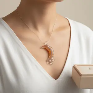 Handmade Crescent Water Drop Crystal Glass Pendant, Versatile Handicraft for DIY Jewelry, Car & Window Decoration (Chain Not Included)
