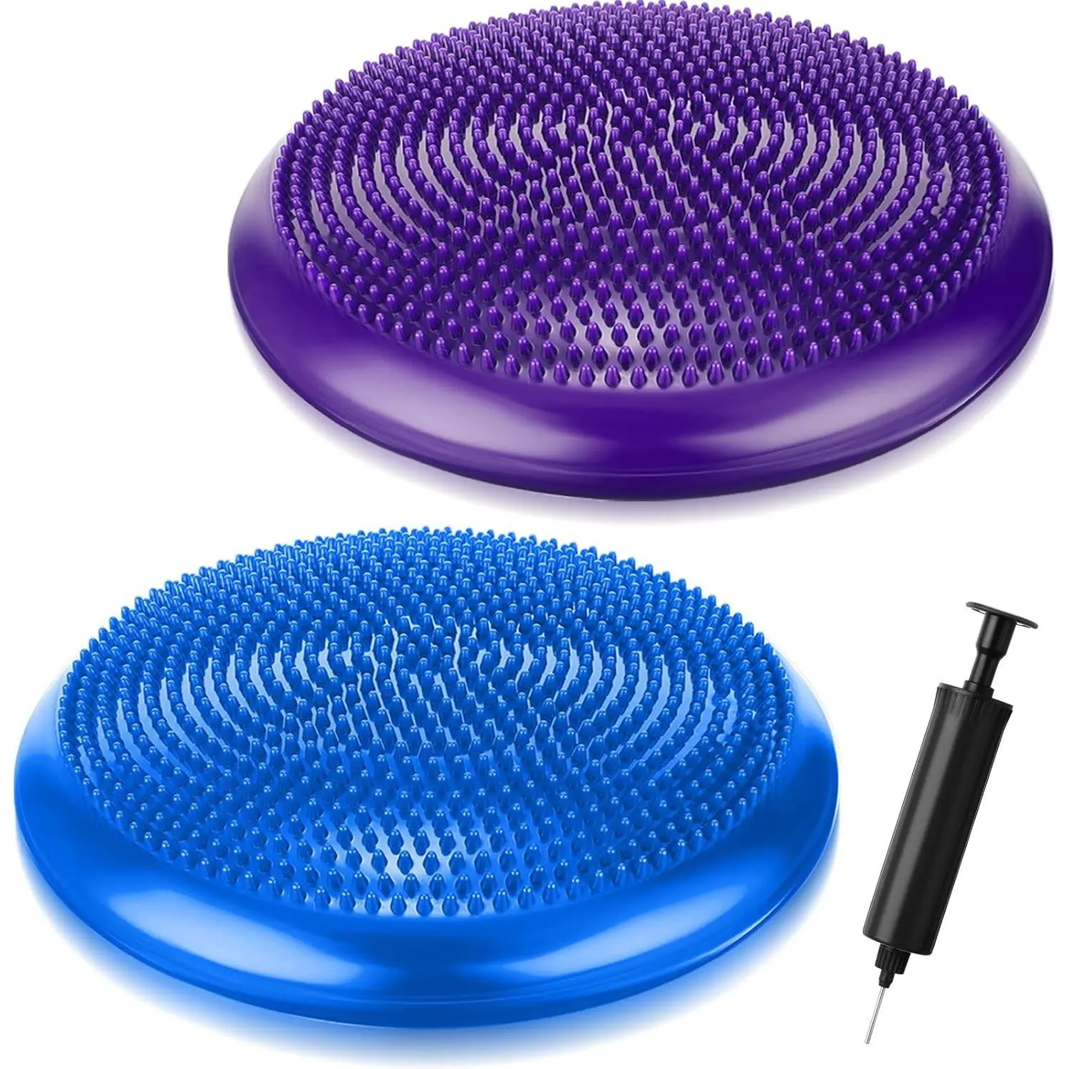 2 Pcs Balance Disc Inflated Wobble Cushion for Sensory Kids 13.4 Inch Wiggle Seat Flexible Seating with Hand Pump for Kids Men Women Classroom Exercise Office Home Chair