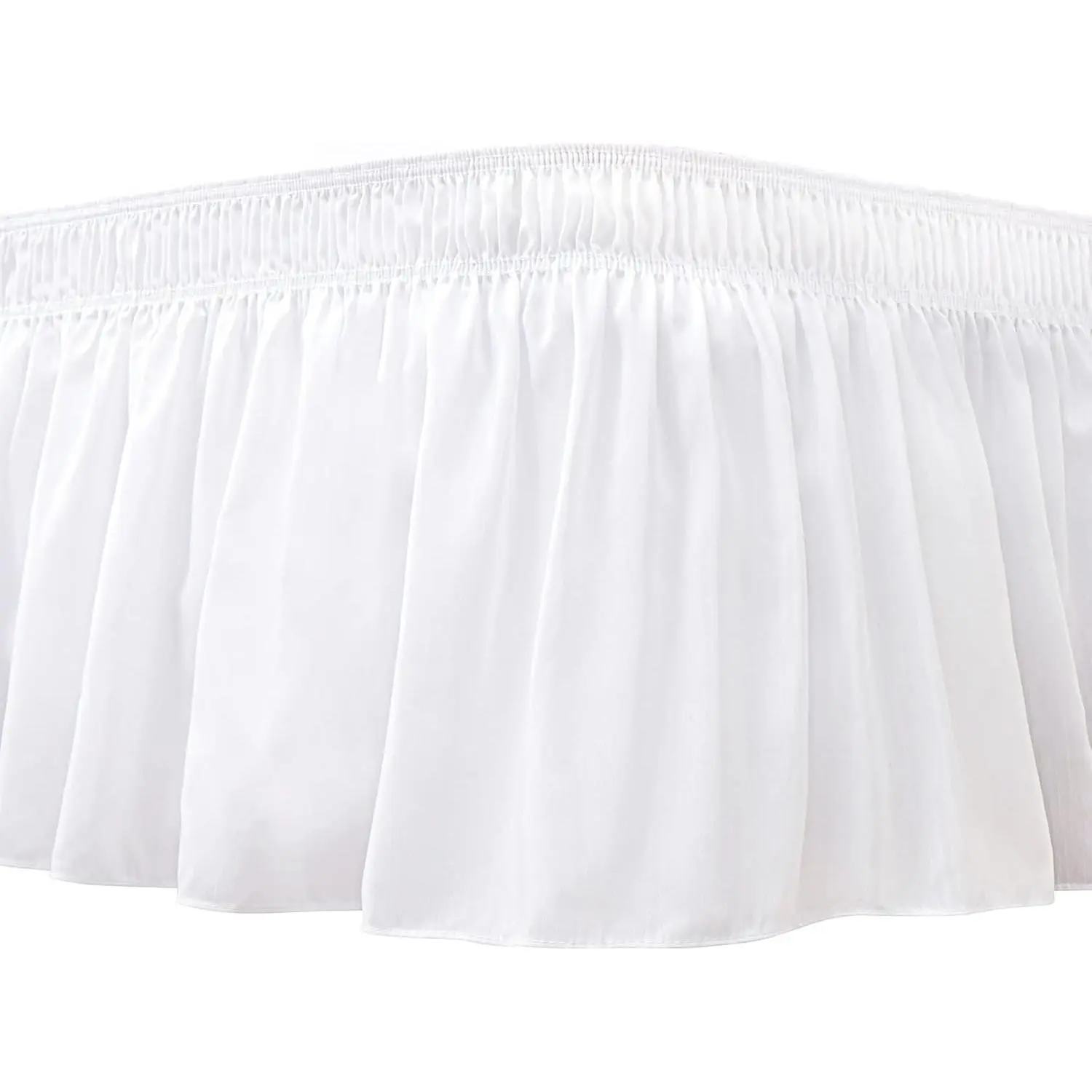 Wrap Around Bed Skirts for Queen Beds 15" Drop, White Elastic Dust Ruffles Wrinkle & Fade Resistant Luxurious Machine Washable