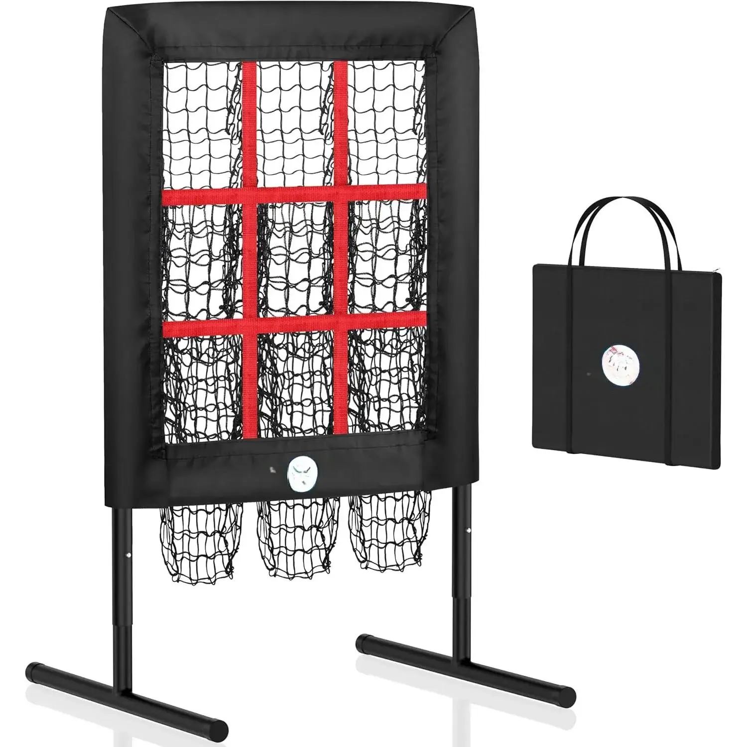 9 Hole Pitching Net with Strike Zone, Baseball Pitching Target, Softball Pitching Net, Protable and Adjustable Pitcher  Equipment with Throwing Pitching Target JianShuLuxe