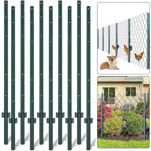Pack of 10 Metal Fence Post 7 Feet,U Post for Wire Fence, No Dig Steel U Posts Fencing,Wire Mesh Fences Poles Sign Outdoor Light Duty for Lawn Garden