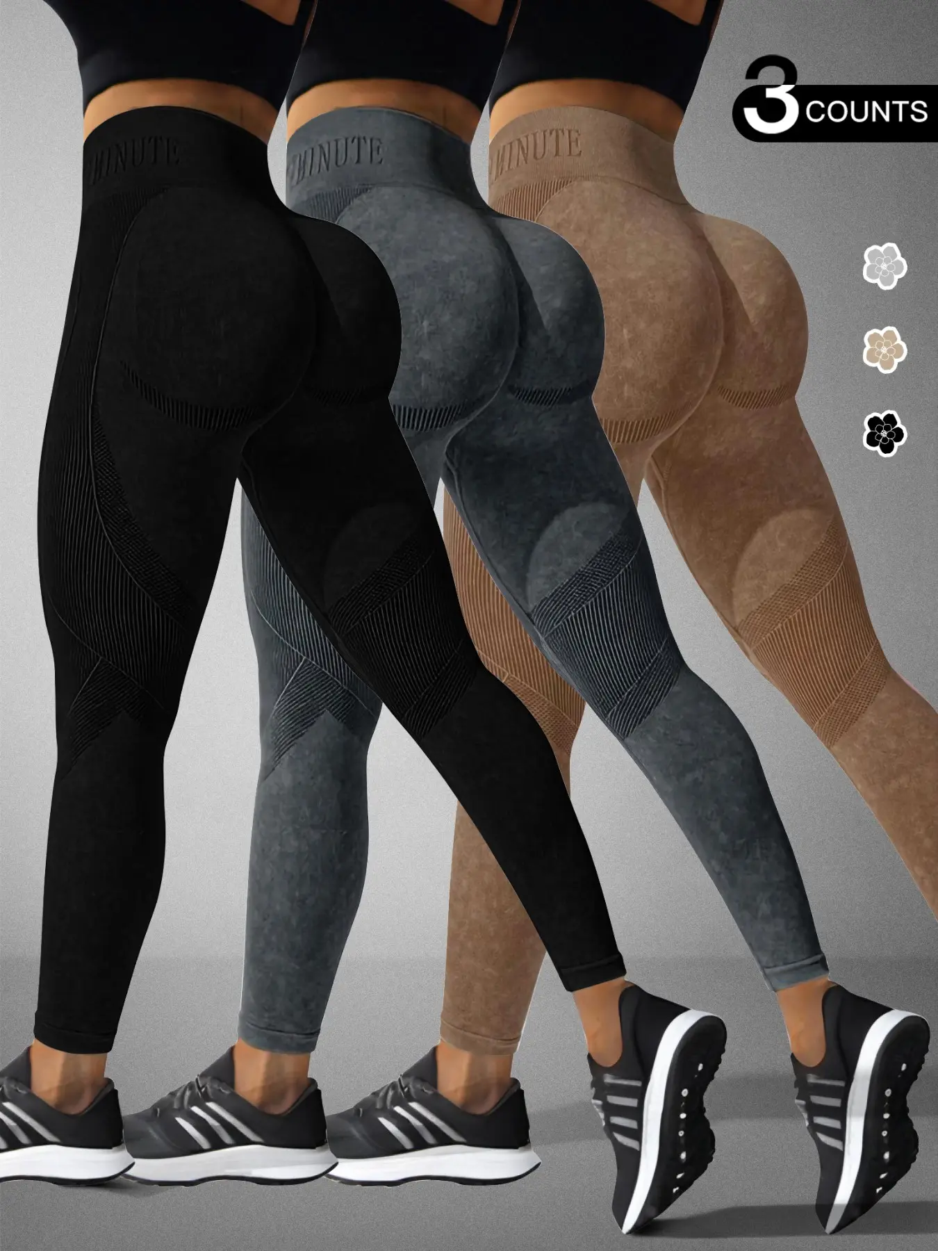 3-Pack High-Waisted 3D Shaping Tight Pants, Anti-Cellulite Comfortable Daily Wear, Essential Fitness, Perfect for Everyday Use