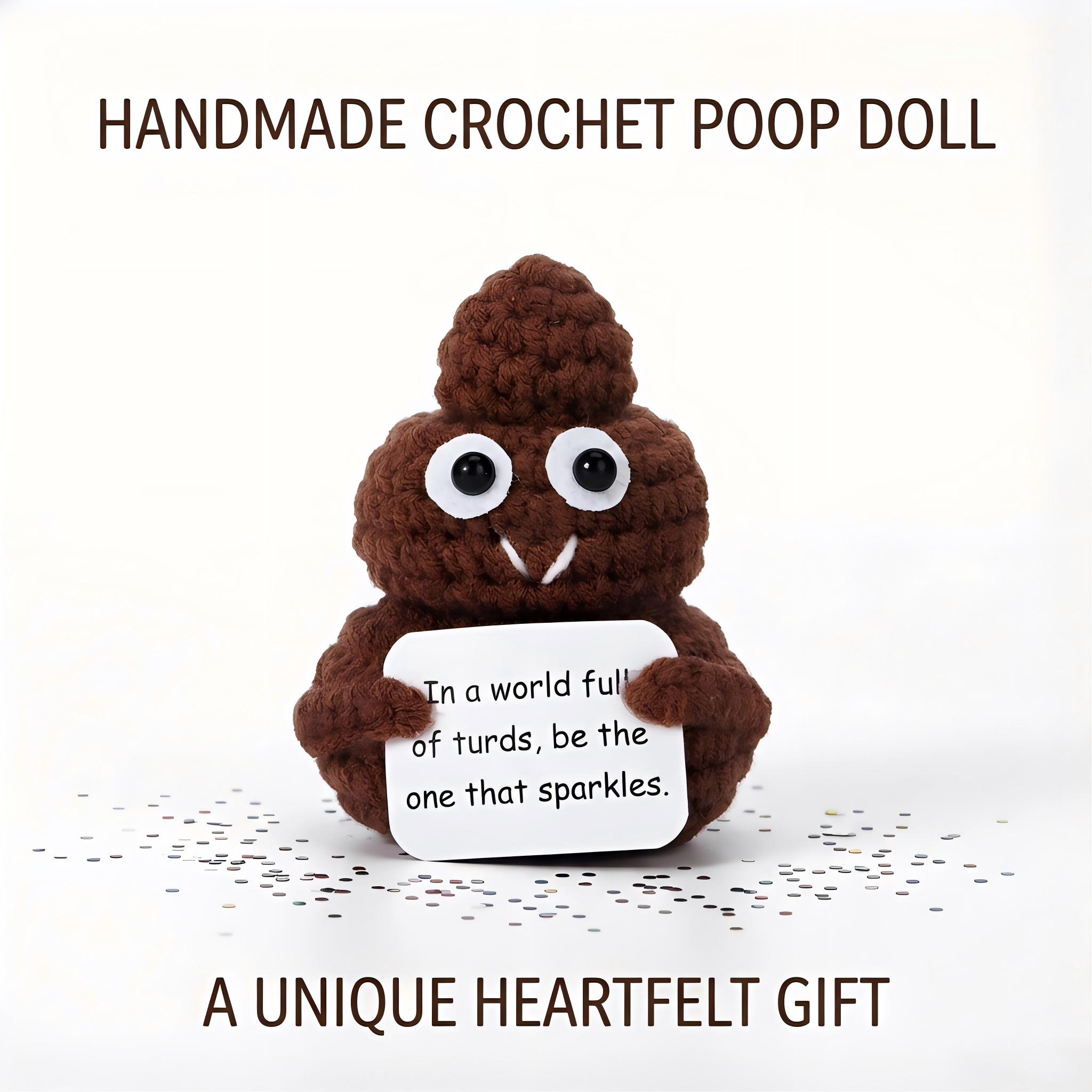 Adorable Handmade Knitted Poop Doll, Emotional Support Plush, Soft Squeezable Stress Relief Toy, Ideal Christmas & Holiday Presents, Birthday Gifts for Women, Men & Him, Teacher Appreciation Gift, Small Cute Bag Pendant, Desk Decor, Travel Companion & Par