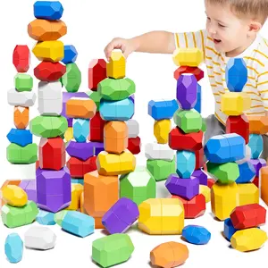 50 PCS Extra-Large Stacking Rocks Toys for Age 1-3 2-4, Safe Montessori Stacking Building Blocks Stones Toddlers Toy for 1 2 3 4 Year Old Boy Girl, Sensory Toys Gifts for Kids Age 1-2 2-4fidget toys