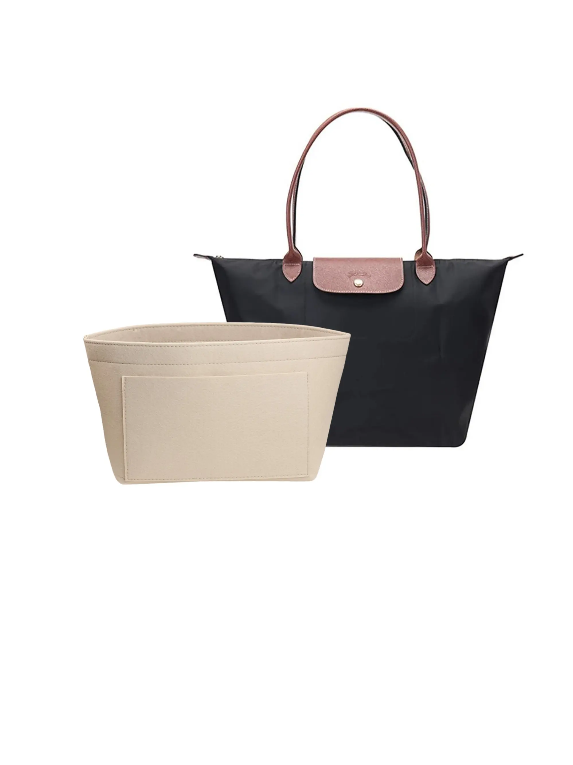 Multi-Pocket Felt Bag with Cup Holder, Lightweight Tote Pouch, All-Season Solid Color Casual Style, Versatile Storage Organizer, Organizer Bags